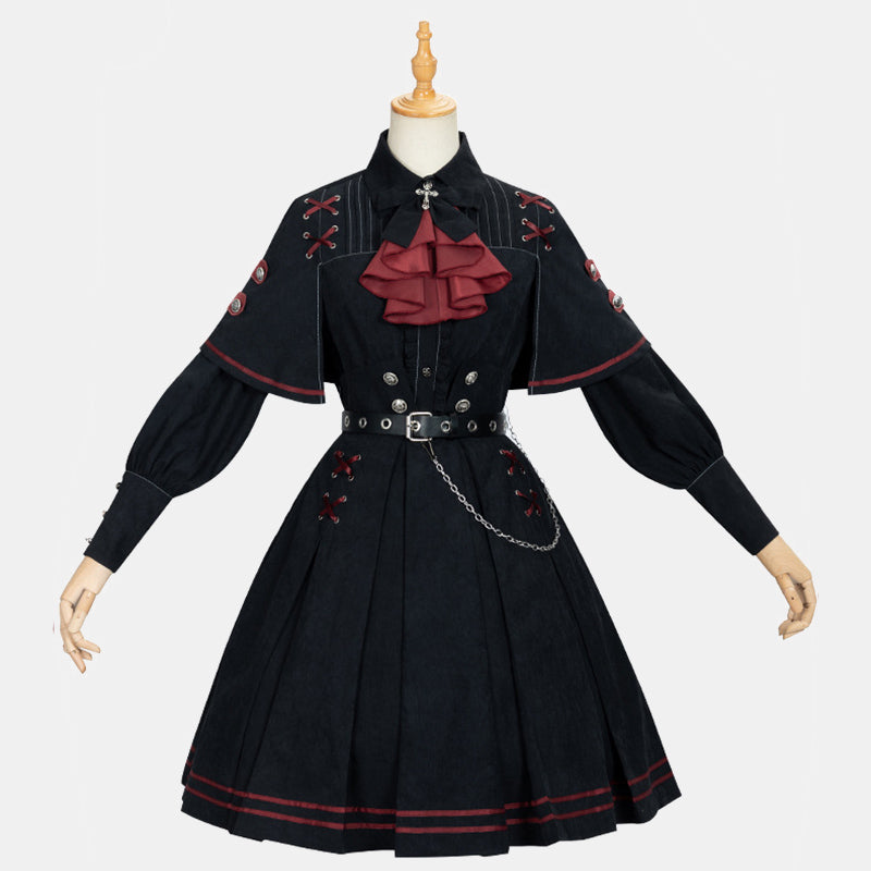 Costume gothique Lolita noir uniforme militaire