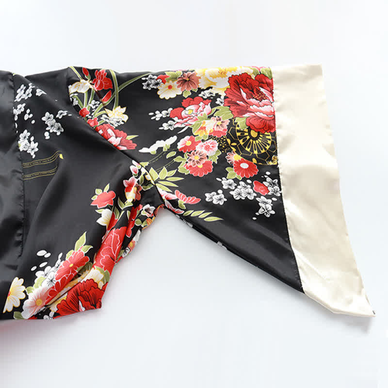 Bezauberndes rotes Kimono-Blumen-Cosplay-Dessouskleid