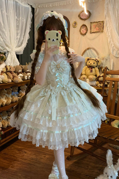 Emerald High-Waist Pearl Ballet Lolita JSK - Snow Kissed