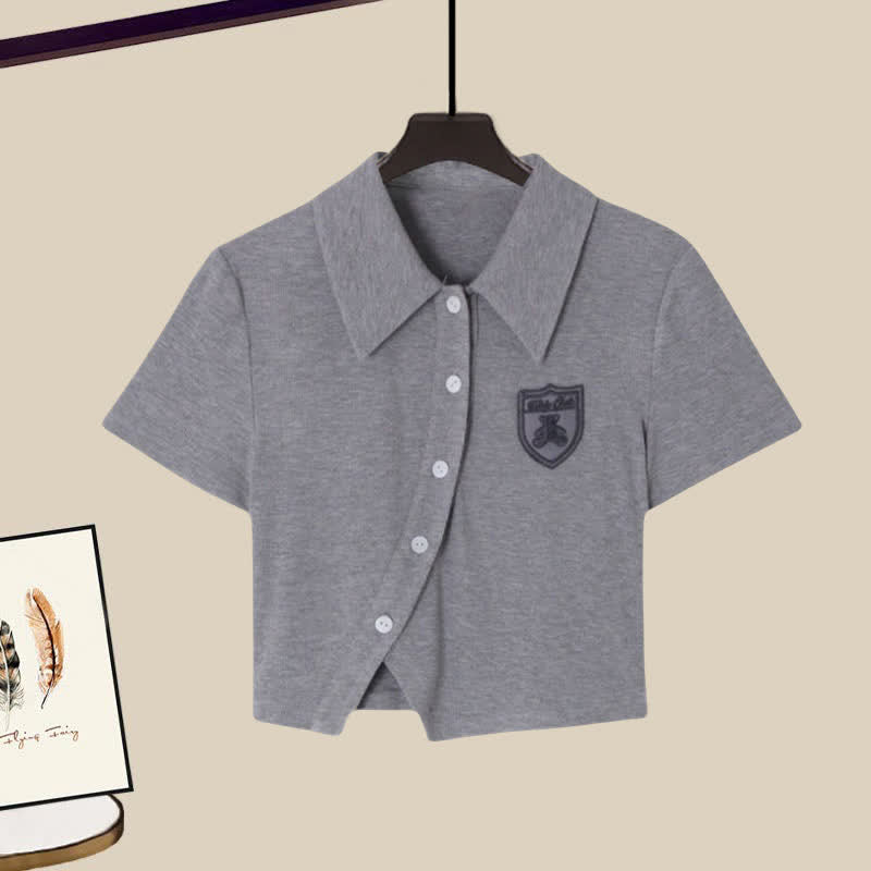 Set Pants T-Shirt Denim Polo Embroidery Ripped