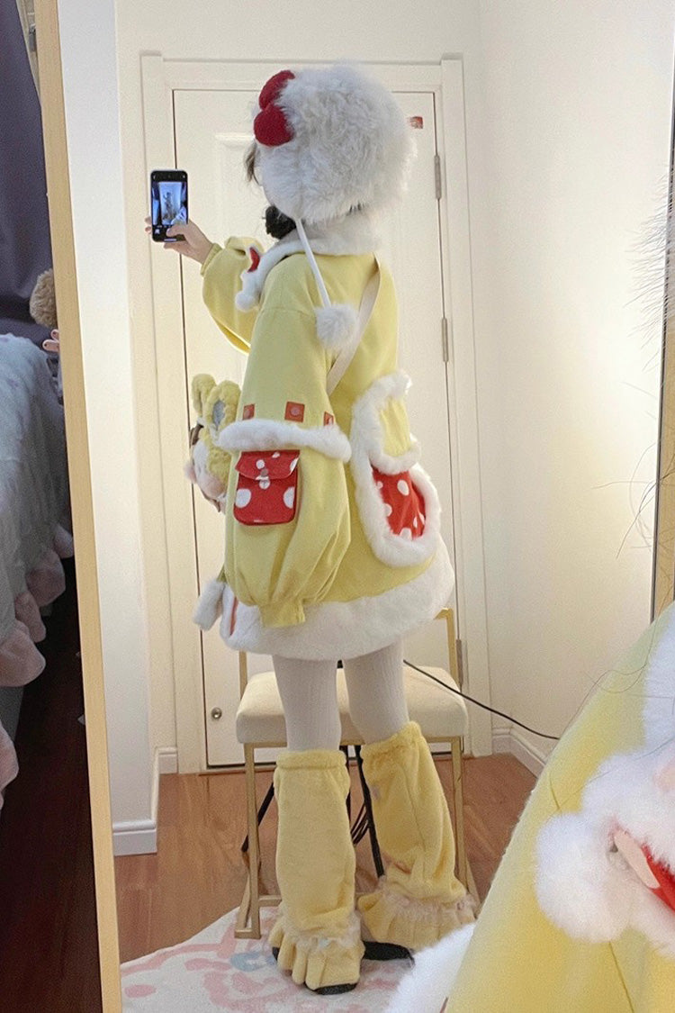 Mushroom House Long Sleeve Embroidery Bow Sweet Lolita Coat in Yellow