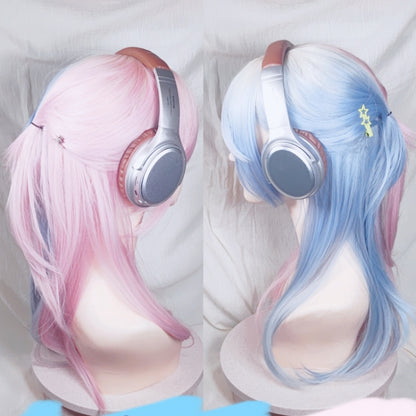 Perruque rose barbe à papa bleue ON1280