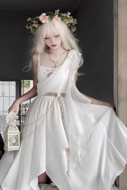 White Sleeveless Tears of Themis Greek-Style Gothic Lolita JSK Dress