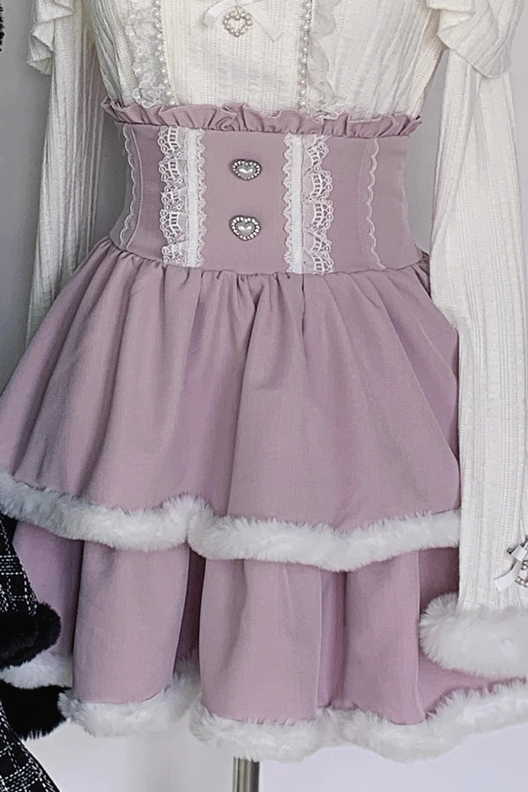 Pink Double-Layer Ruffle Lace Japanese Skirt