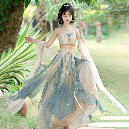 Vintage Pieces Top Lace Veil Sequin Four Skirt Embroidery Shawl