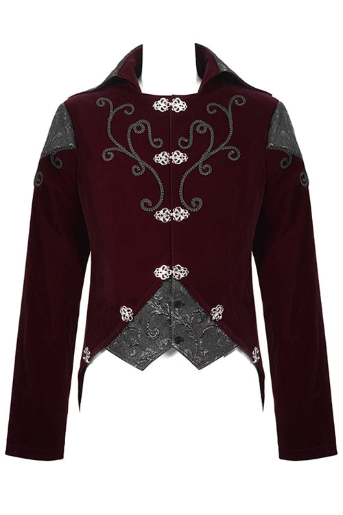Vintage Embroidered Fake Two Pieces Gothic Coat for Men
