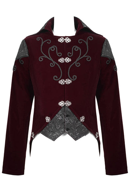 Vintage Embroidered Fake Two Pieces Gothic Coat for Men