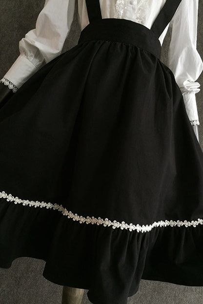 Black Gothic Lolita Suspender Skirt with Devil Motif