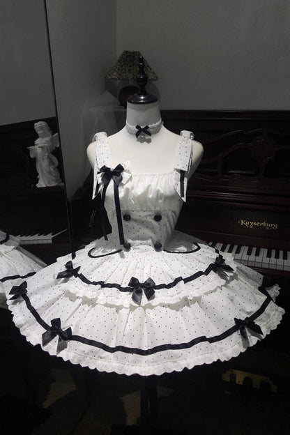 Polka Dot Ruffle Sleeveless Sweet JSK Dress