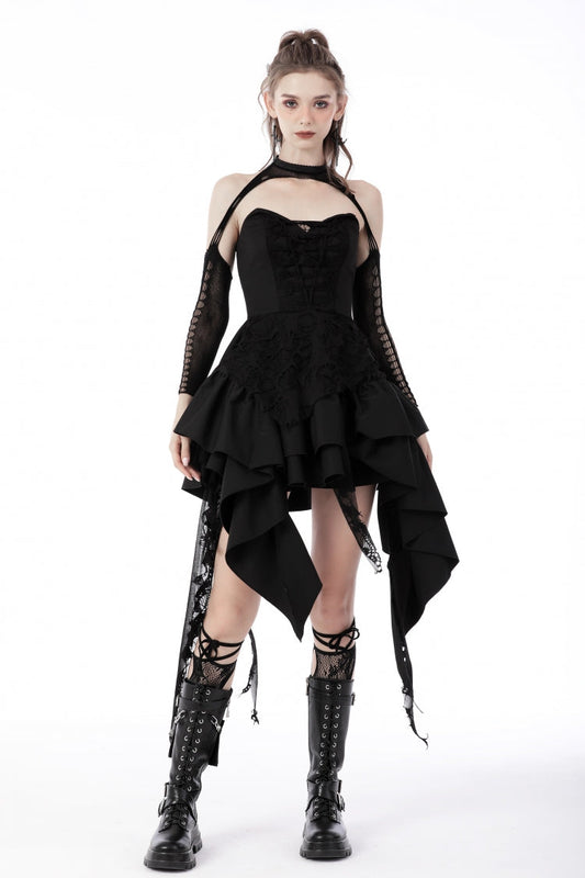 Frilly Zippered Gothic Evening Dress