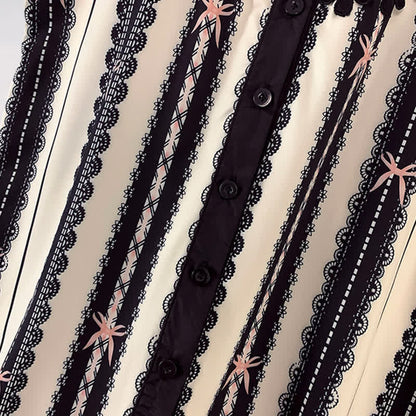 T-Shirt Mesh Casual Belted Print Chiffon Shorts Stripe