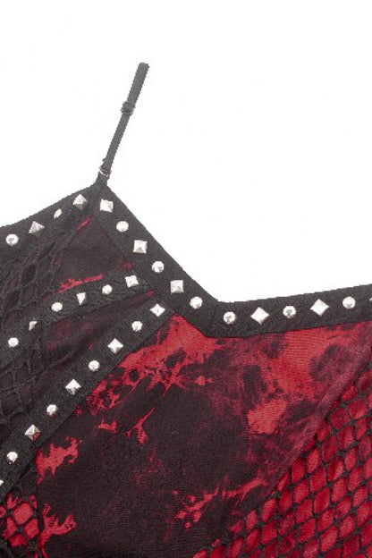 Scarlet Sleeveless Mesh Hem Asymmetrical Tie-Dyed Slip Dress