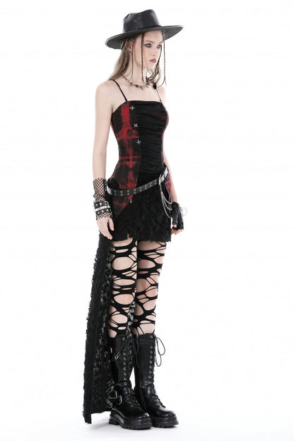 Tie-Dyed Lace-Up Ruched Overbust Corset