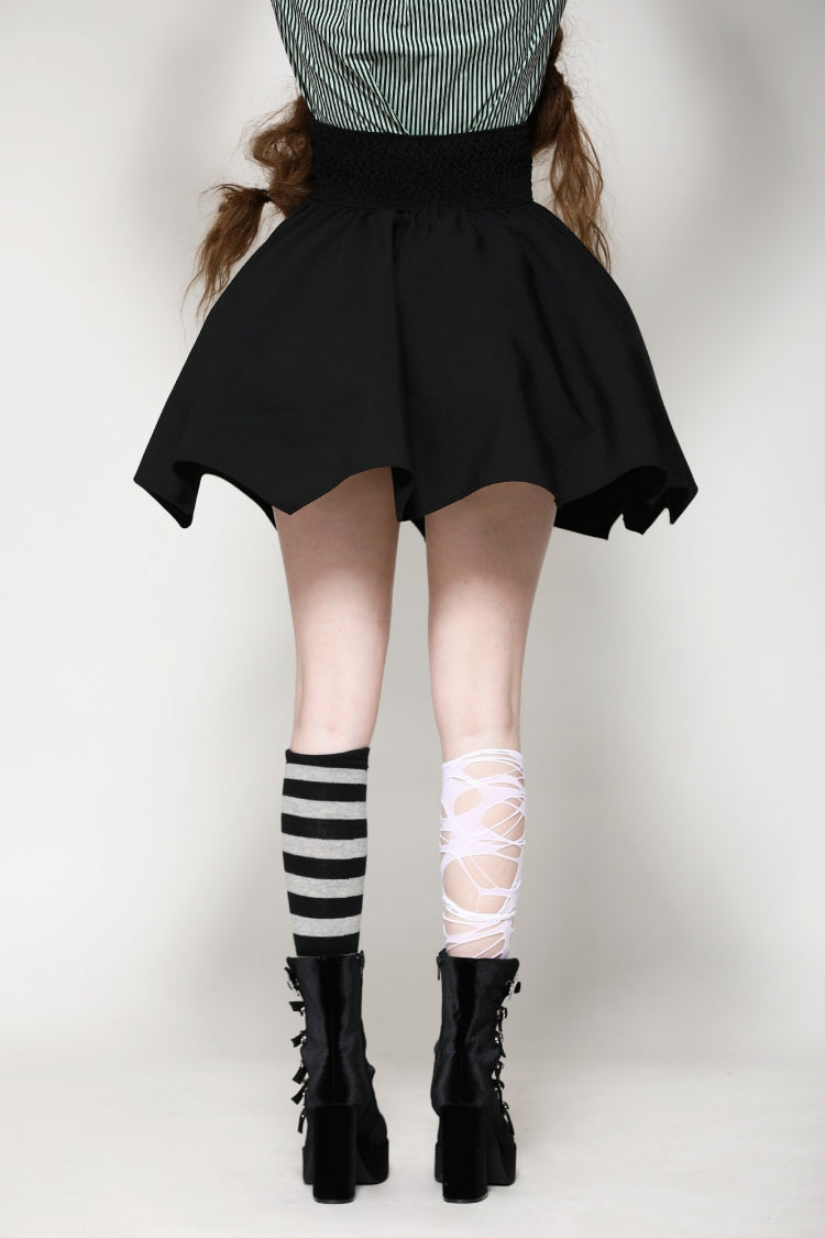Black Batwing Hem High Waist Gothic Lolita Short Skirt