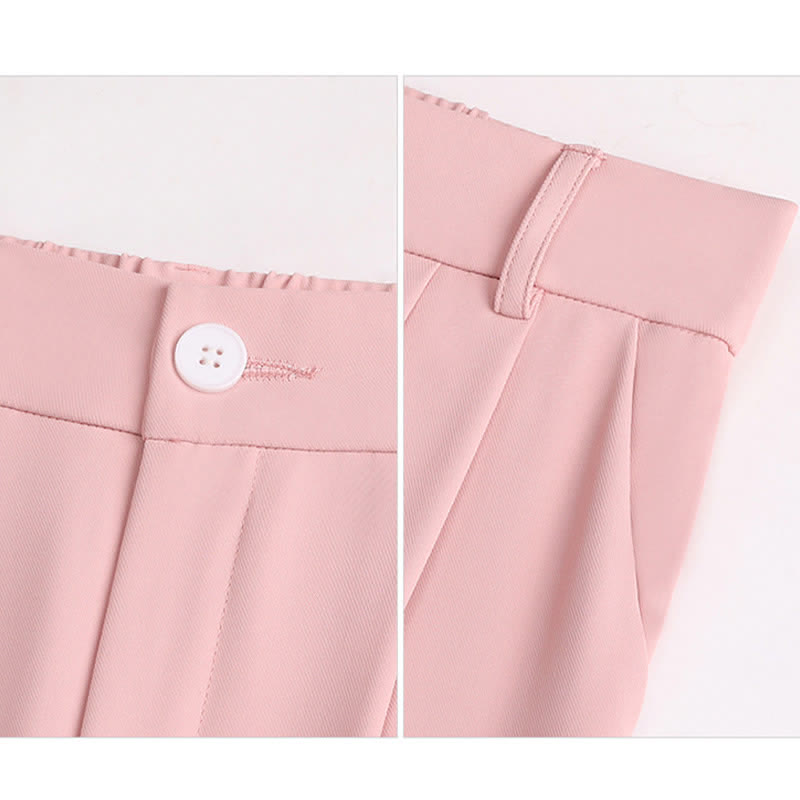 Chemise à revers rose et pantalon de costume décontracté