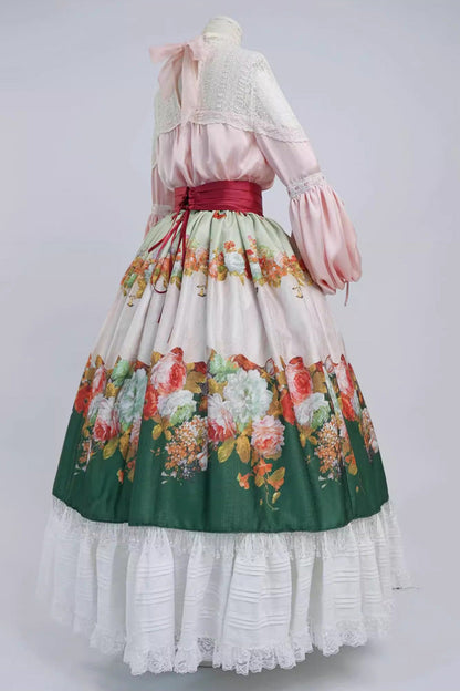 Emerald Rainy Season Garden Ruffle Sweet Lolita Skirt