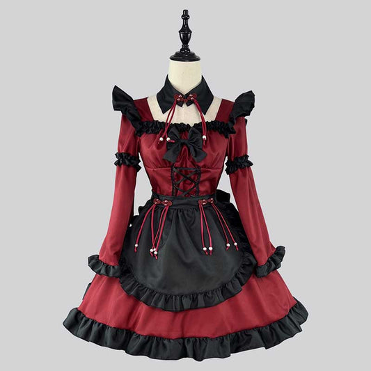 Rot-schwarzes Maid Gothic Devil Lolita Kleid