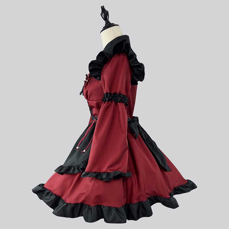 Robe Lolita gothique diable rouge et noire pour femme de chambre