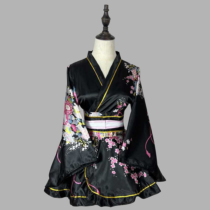 Vintage Flowers Print Kimono Costume