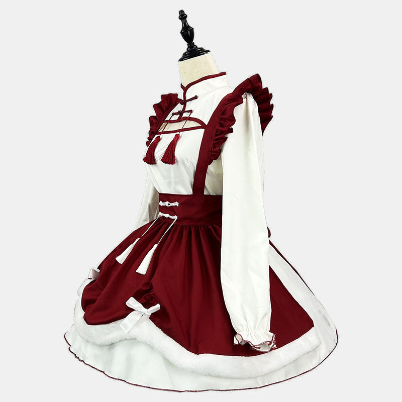 Sweet Red Buckle Tassel Lolita Maid Dress