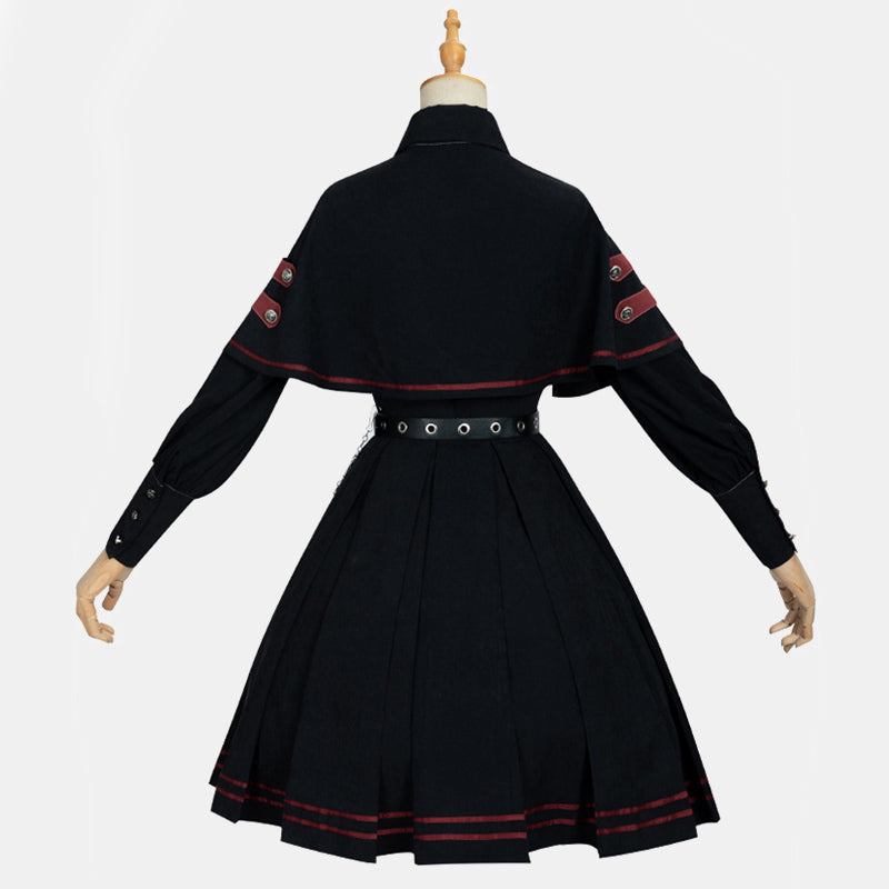 Costume gothique Lolita noir uniforme militaire