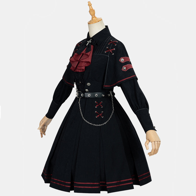 Costume gothique Lolita noir uniforme militaire