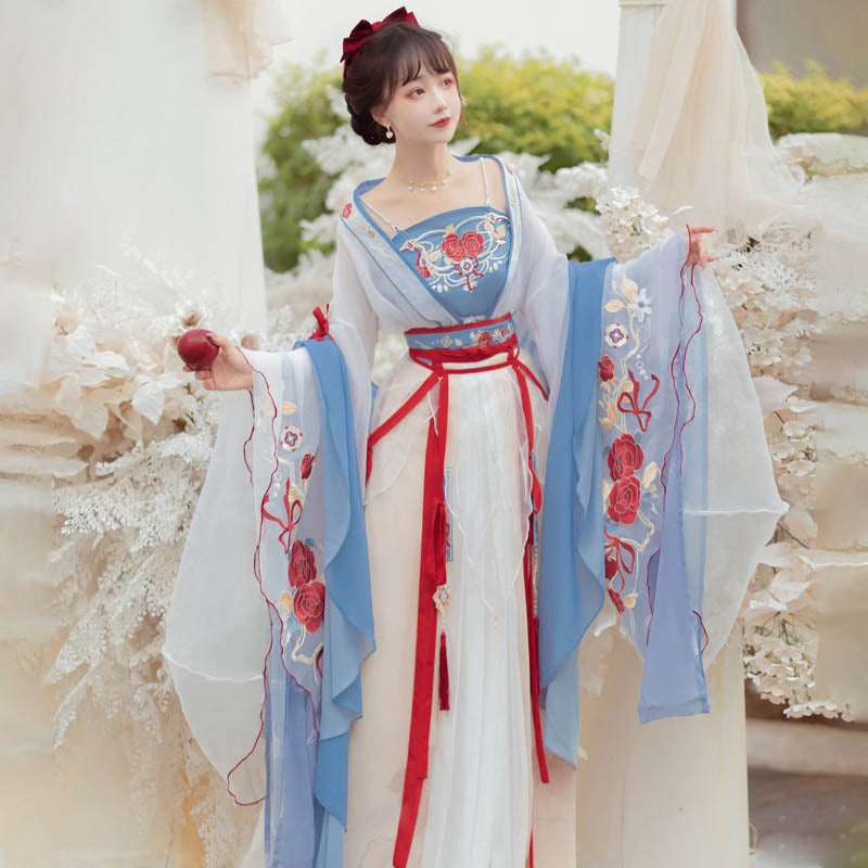 Haut caraco à imprimé fleuri vintage, cardigan, jupe plissée, costume Hanfu