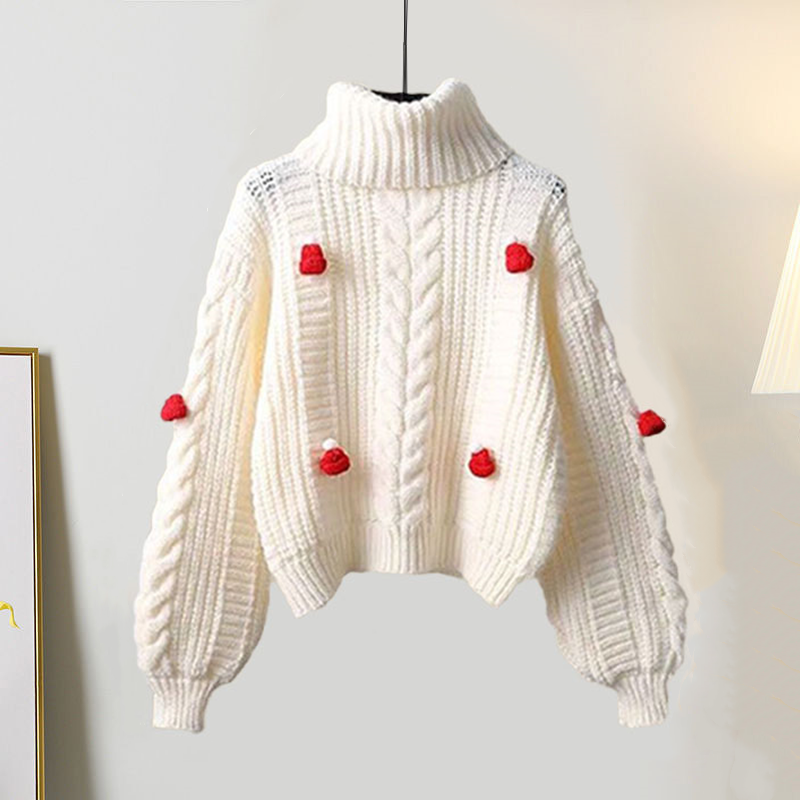 Pull en tricot à col roulé et jupe plissée à imprimé vintage