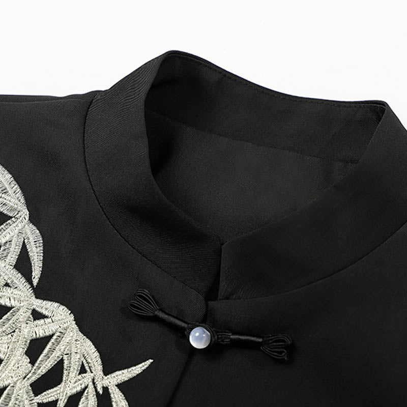 Vintage Buckle Long Sleeve Shirt Embroideried Pleated Skirt