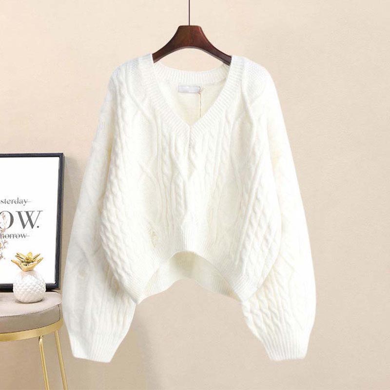 Elegant White Knit Sweater Vintage Embroidery Pleated Skirt