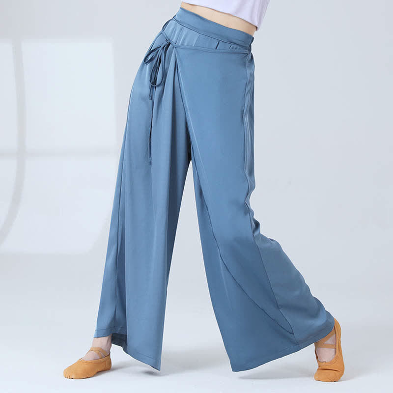 Flowy Silk Lace Up Wide Leg Pants