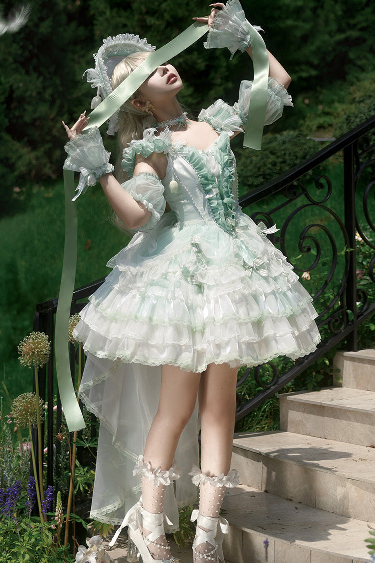 Emerald Layered Lace Bowknot Lolita JSK - Tulip Wind Chime