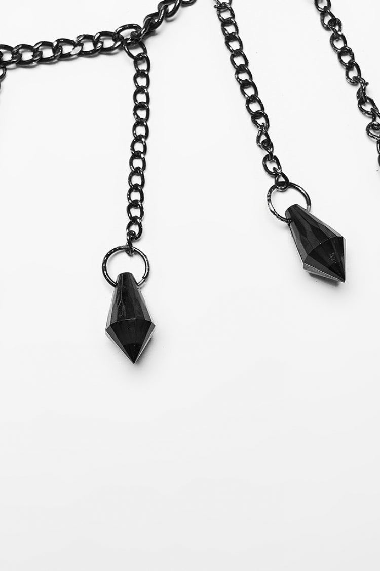 Gothic Body Harness with Crystal Pendant and Tassel Chain for Her