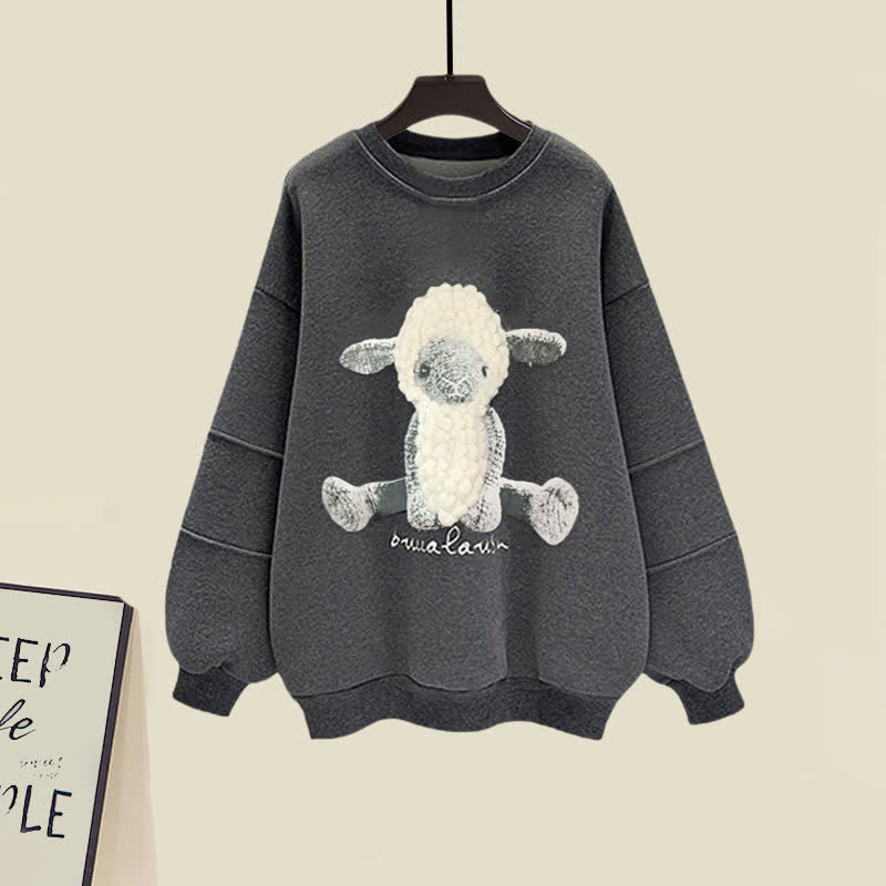 Sheep Pattern Sweatshirt Plush Pants Set