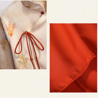 Waist Sweatshirt Vintage Bamboo Pleated Skirt Print High