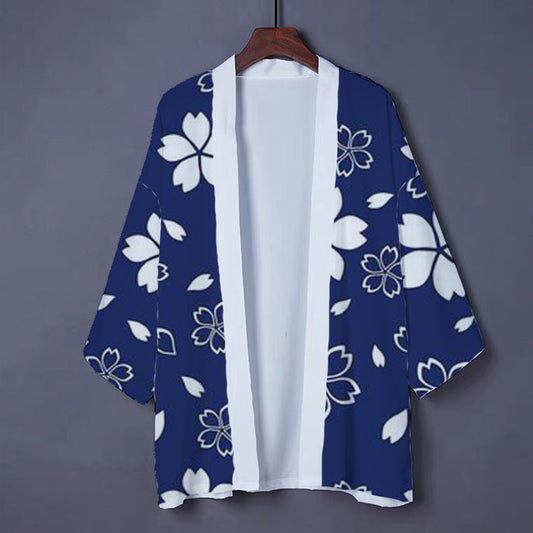 Cardigan à fleurs bleu et kimono d'extérieur