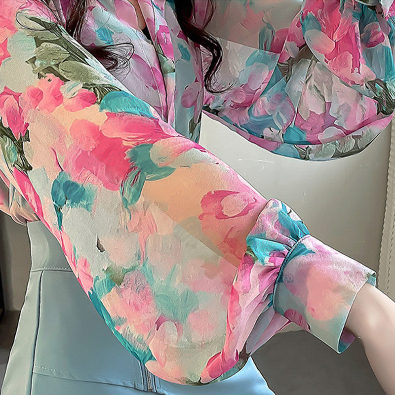 Fashion Flowers Colorful Long Sleeve Shirt