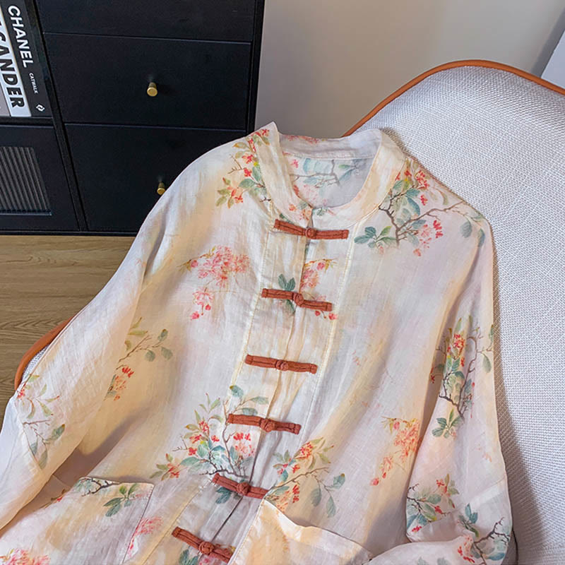 Chemise boutonnée à imprimé floral vintage