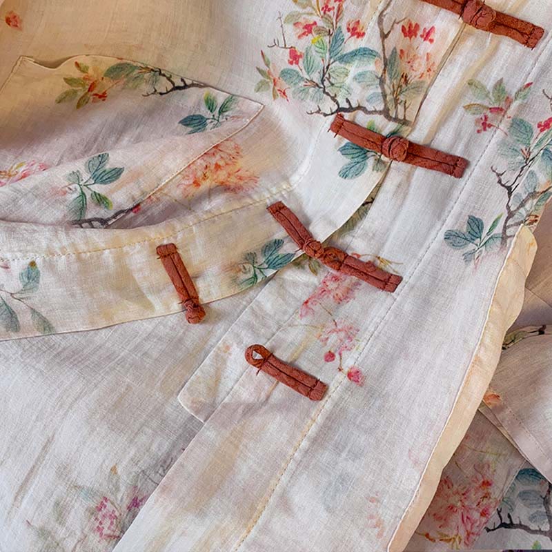 Chemise boutonnée à imprimé floral vintage