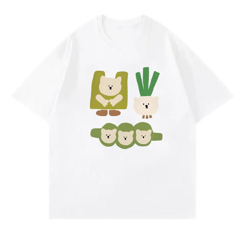 T-Shirt mit Cartoon-Buchstaben-Print in Grün und Chiffon mit weitem Bein