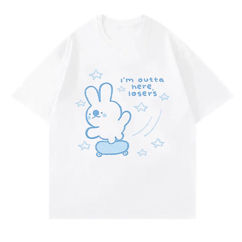Pantskirt T-Shirt Cartoon Print Letter