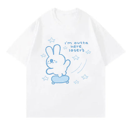Pantskirt T-Shirt Cartoon Print Letter