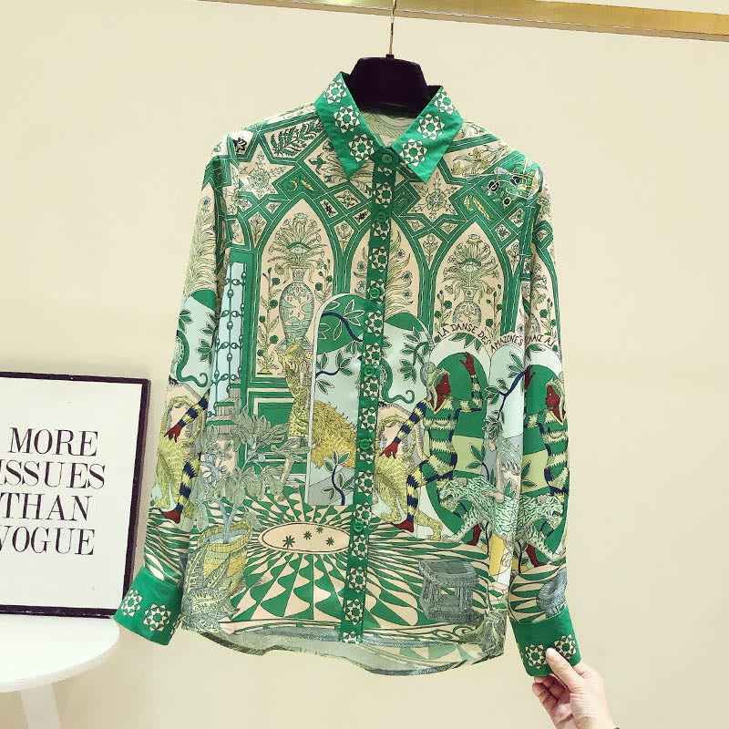 Green Vintage Long Sleeve Shirt