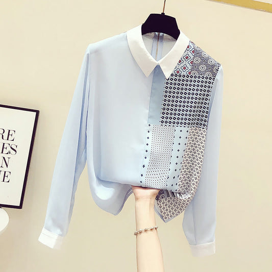 Casual Contrast Color Dots Print Shirt