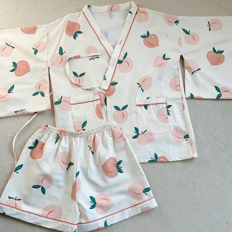 Cotton Kimono Peach Print Pajamas SP19691