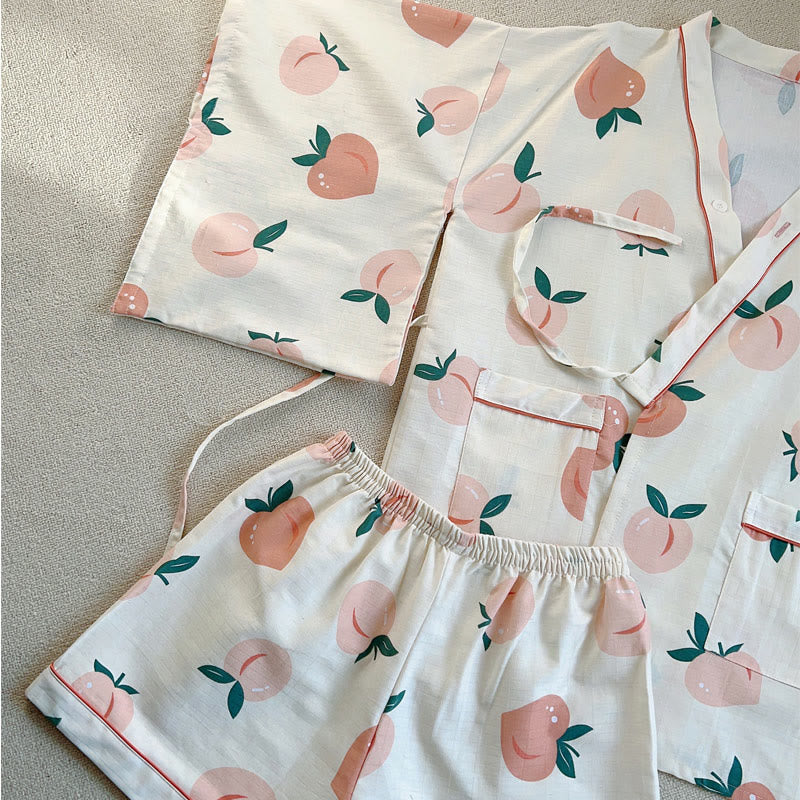 Cotton Kimono Peach Print Pajamas SP19691