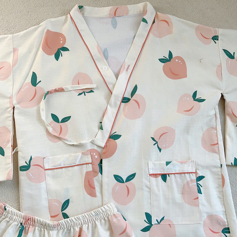 Cotton Kimono Peach Print Pajamas SP19691