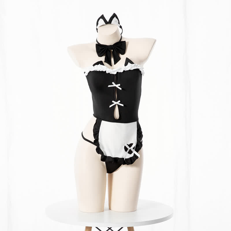 Sexy Cat Girl Backless Maid Uniform Lingerie Dress