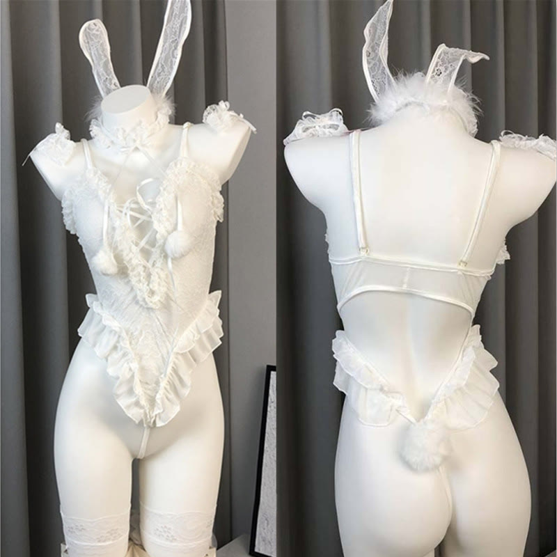 Cosplay Bunny Sexy Lace Jumpsuit Lingerie With Stockings