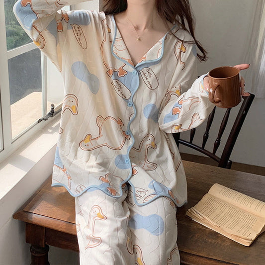 Ensemble pyjama chemise à manches longues et pantalon dessin animé Kawaii